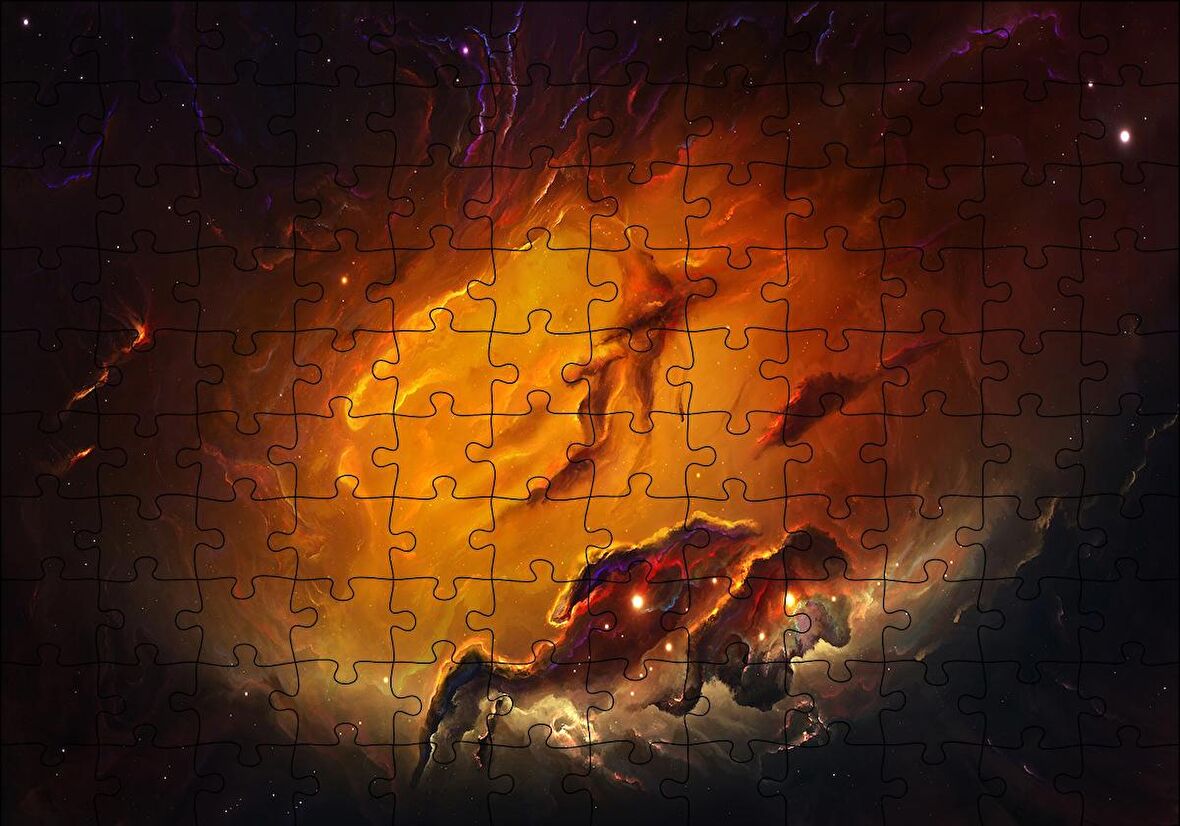 Cakapuzzle  Kızıl Nebula ve Yıldızlar Puzzle Yapboz MDF Ahşap