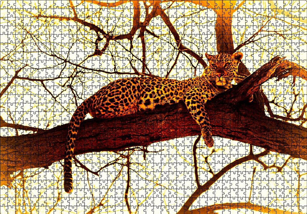 Cakapuzzle  Leopar Ağaçta Dinleniyor Puzzle Yapboz MDF Ahşap