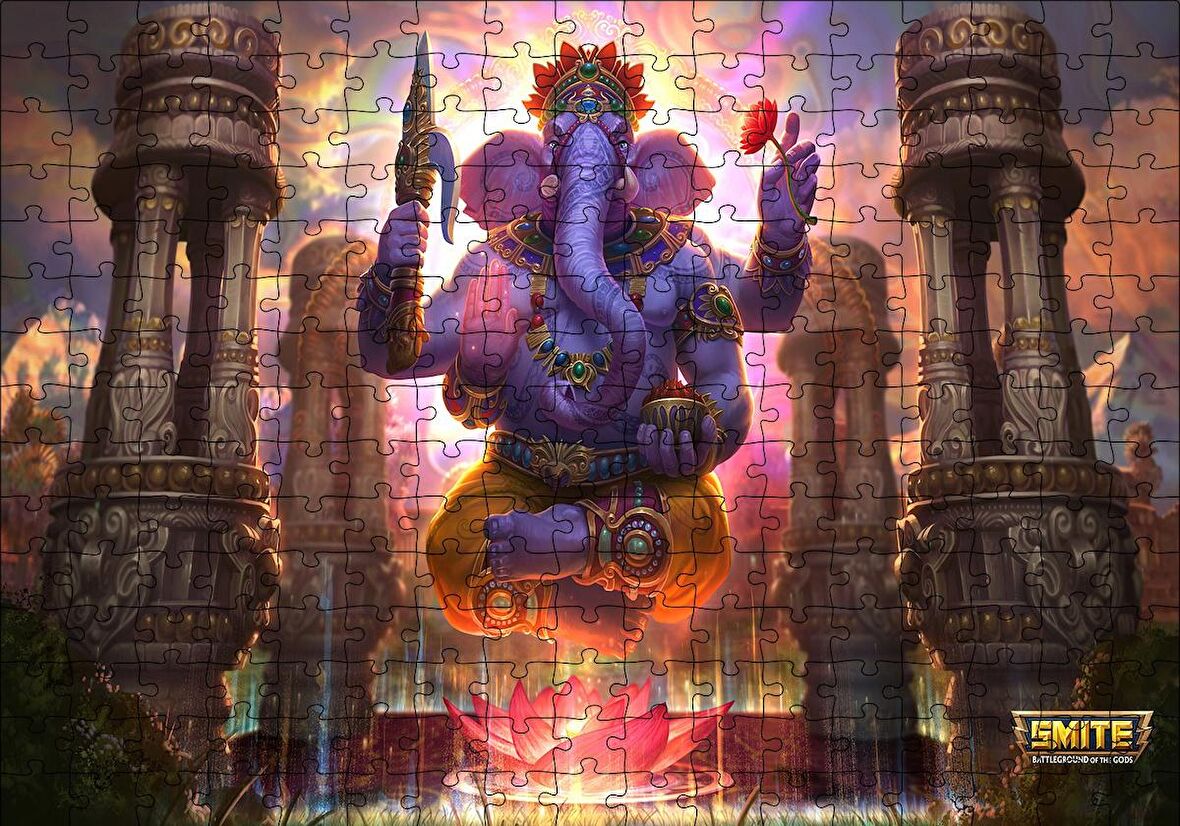 Cakapuzzle  Lord Ganesha Hindu Tanrısı Mor Puzzle Yapboz MDF Ahşap