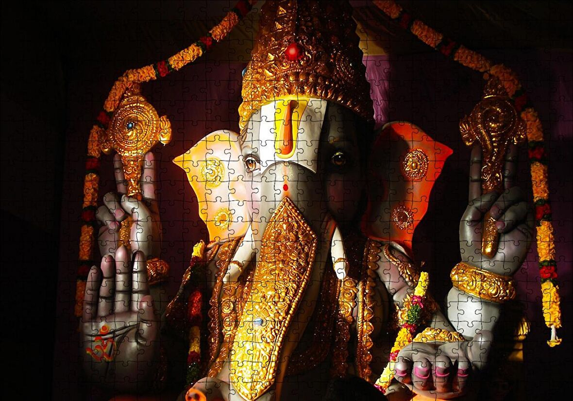 Cakapuzzle  Lord Ganesha Hindu Tanrısı Puzzle Yapboz MDF Ahşap