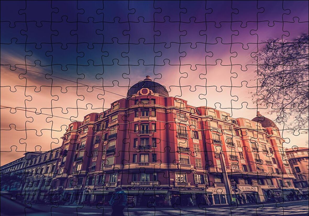 Cakapuzzle  Mimari Kırmızı Köşe Bina Puzzle Yapboz MDF Ahşap