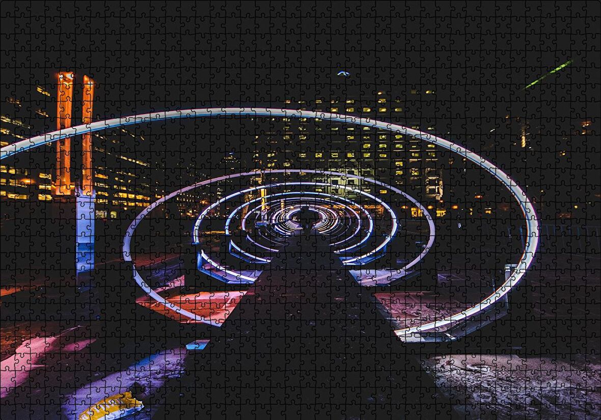 Cakapuzzle  Neon Spiral Tünel ve Adam Puzzle Yapboz MDF Ahşap
