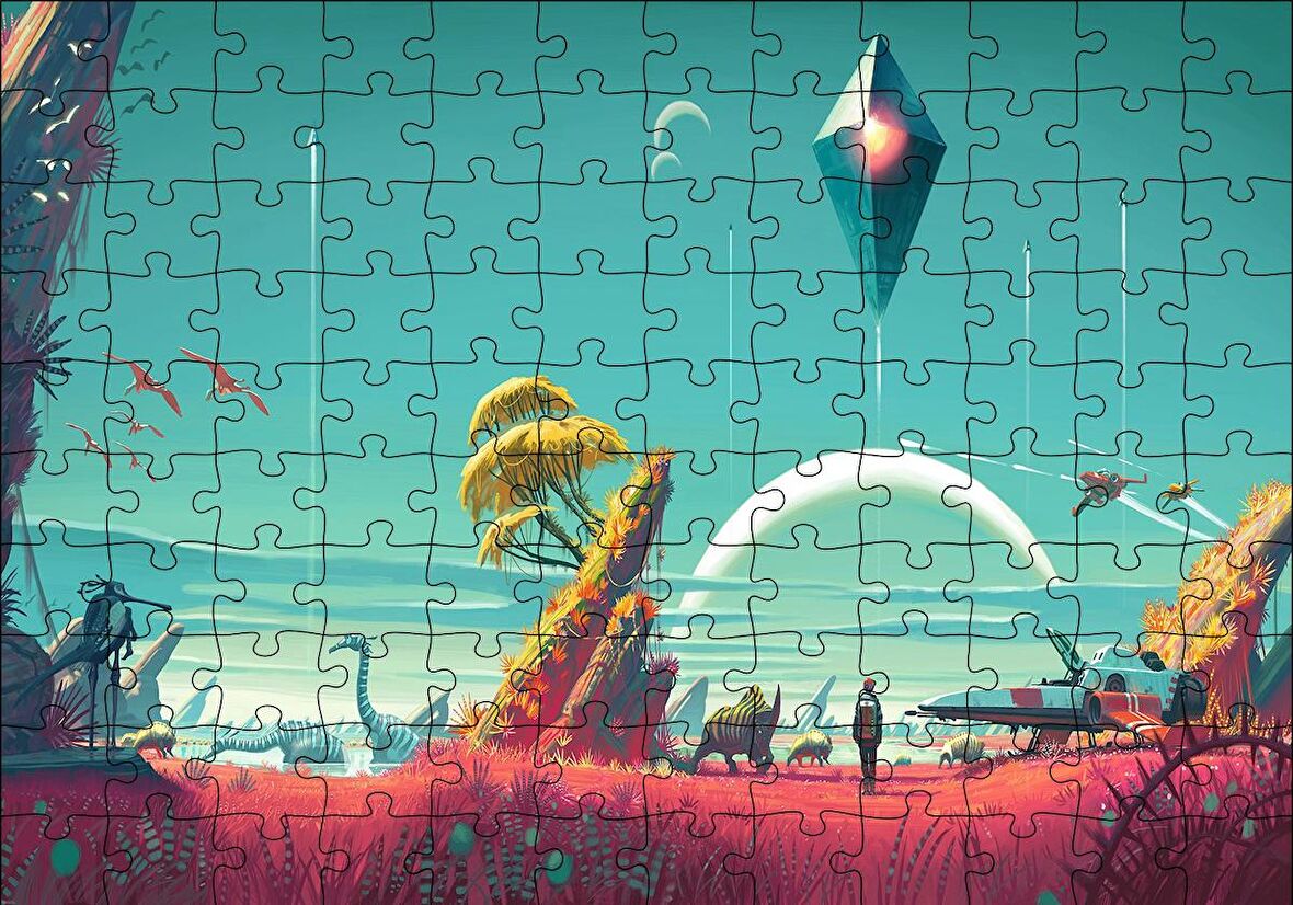 Cakapuzzle  No Man's Sky Medeniyet Kompozisyon Puzzle Yapboz MDF Ahşap