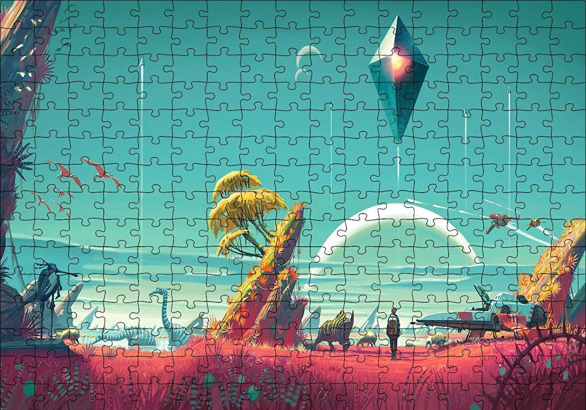 Cakapuzzle  No Man's Sky Medeniyet Kompozisyon Puzzle Yapboz MDF Ahşap