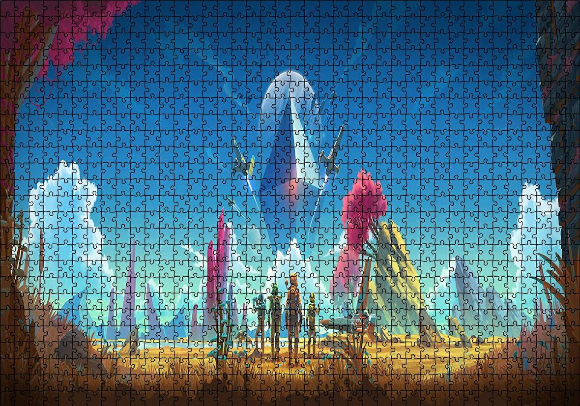 Cakapuzzle  No Man's Sky Panoramik İllüstrasyon Puzzle Yapboz MDF Ahşap