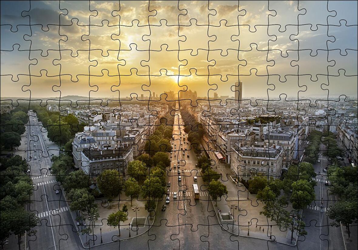 Cakapuzzle  Paris Panaromik Günbatımı Puzzle Yapboz MDF Ahşap