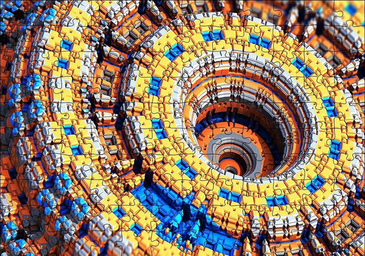 Cakapuzzle  Renkli Daireler Bloklar Sarmal Kompleks Puzzle Yapboz MDF Ahşap