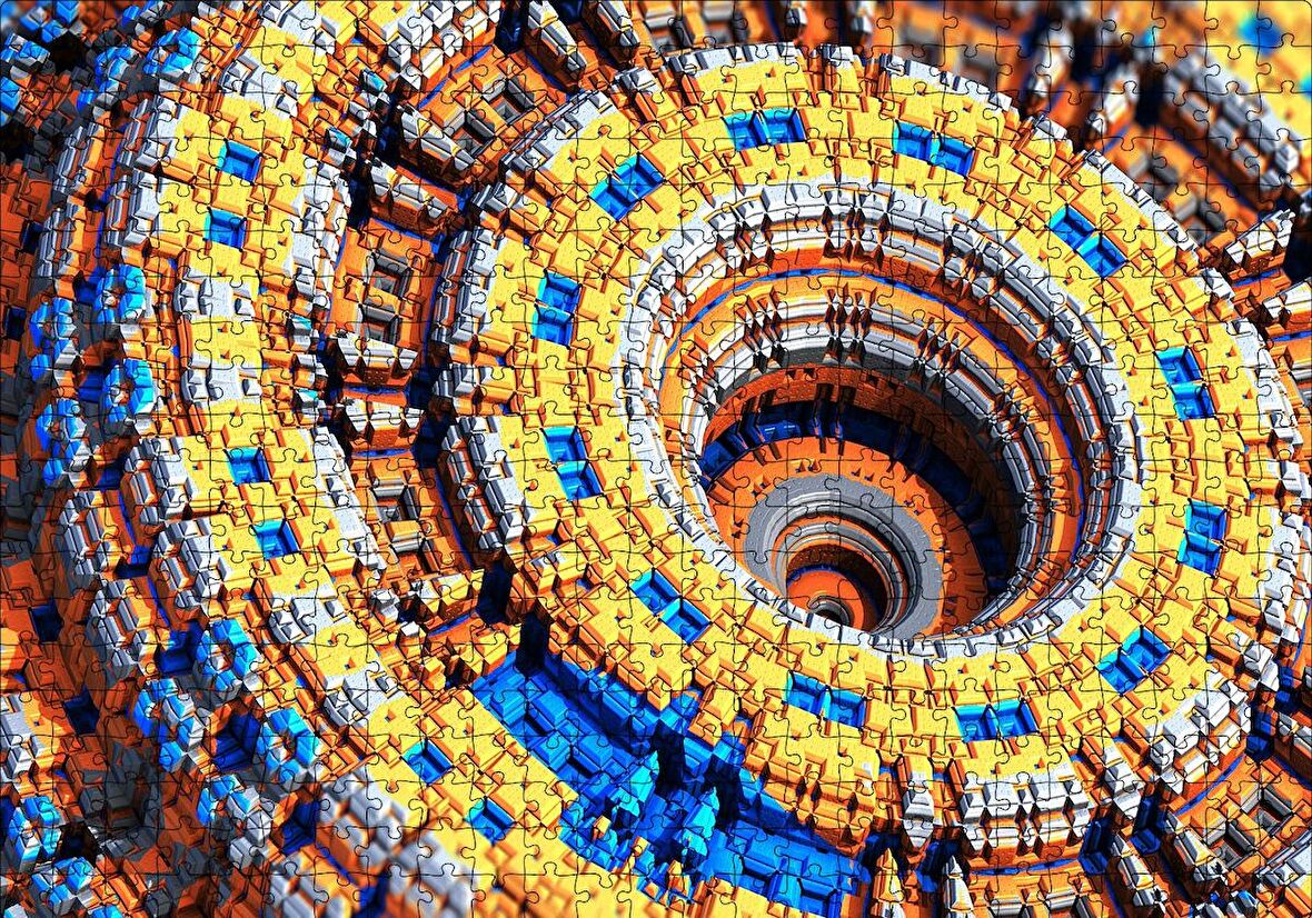 Cakapuzzle  Renkli Daireler Bloklar Sarmal Kompleks Puzzle Yapboz MDF Ahşap