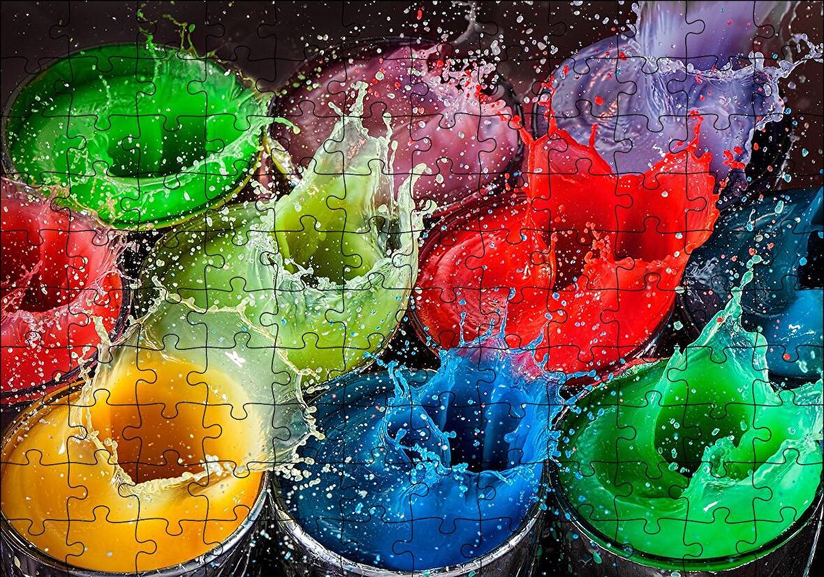 Cakapuzzle  Renkli Damlalar Patlıyor Puzzle Yapboz MDF Ahşap