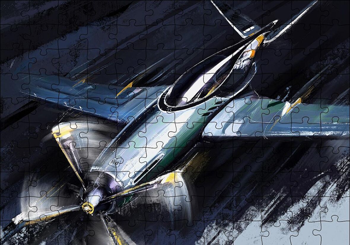 Cakapuzzle  Tek Motorlu Uçak İllüstrasyon Puzzle Yapboz MDF Ahşap