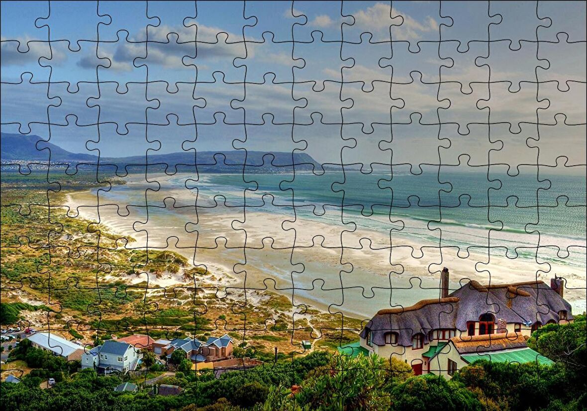 Cakapuzzle  Atlantik Okyanusunda Sahil Kasabası Puzzle Yapboz MDF Ahşap