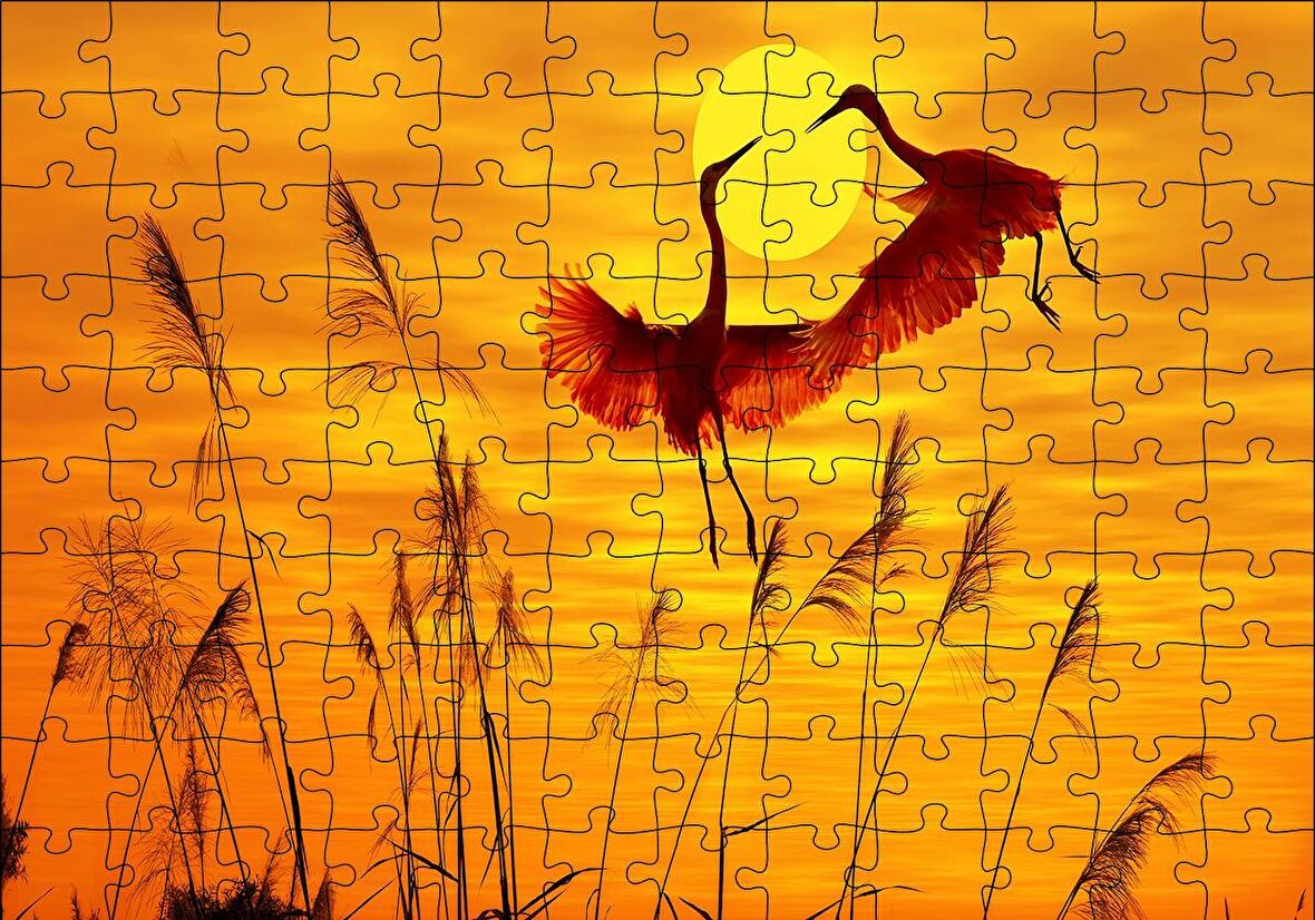 Cakapuzzle  Günbatımında Balıkçılların Dansı Puzzle Yapboz MDF Ahşap