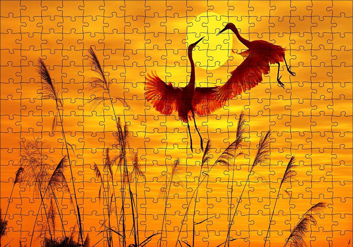 Cakapuzzle  Günbatımında Balıkçılların Dansı Puzzle Yapboz MDF Ahşap