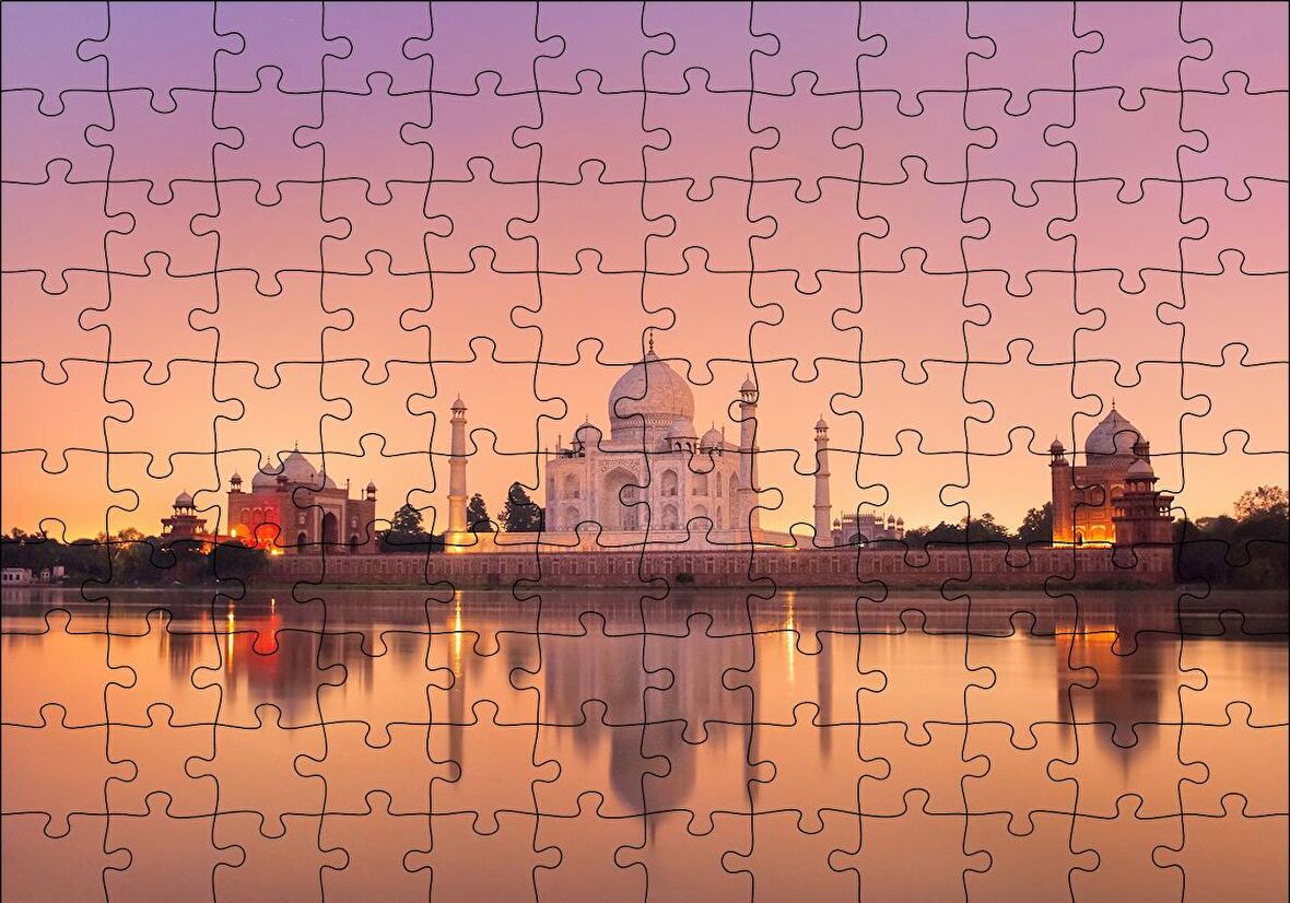 Cakapuzzle  Tac Mahal ve Nehirdeki Aksi Puzzle Yapboz MDF Ahşap