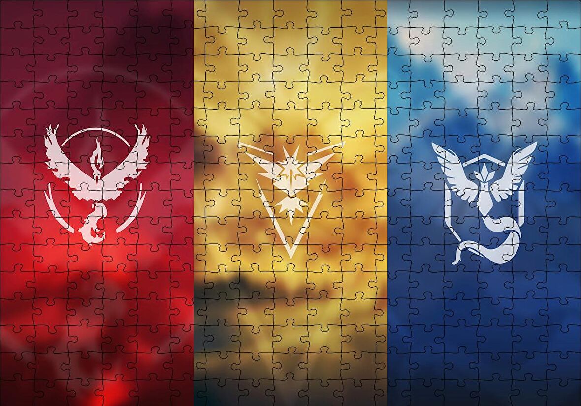 Cakapuzzle  Pokemon Go Takım Bayrakları Puzzle Yapboz MDF Ahşap