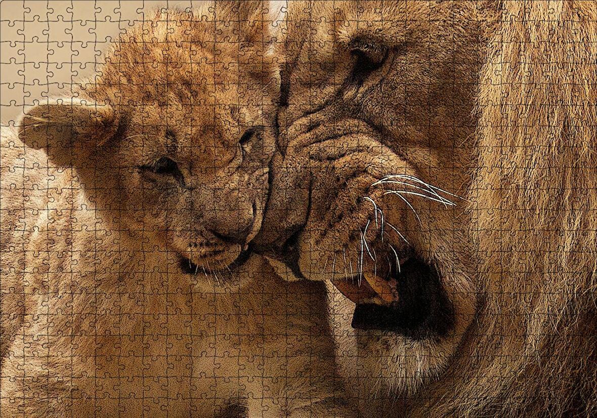 Cakapuzzle  Erkek Aslan ve Evladı Puzzle Yapboz MDF Ahşap