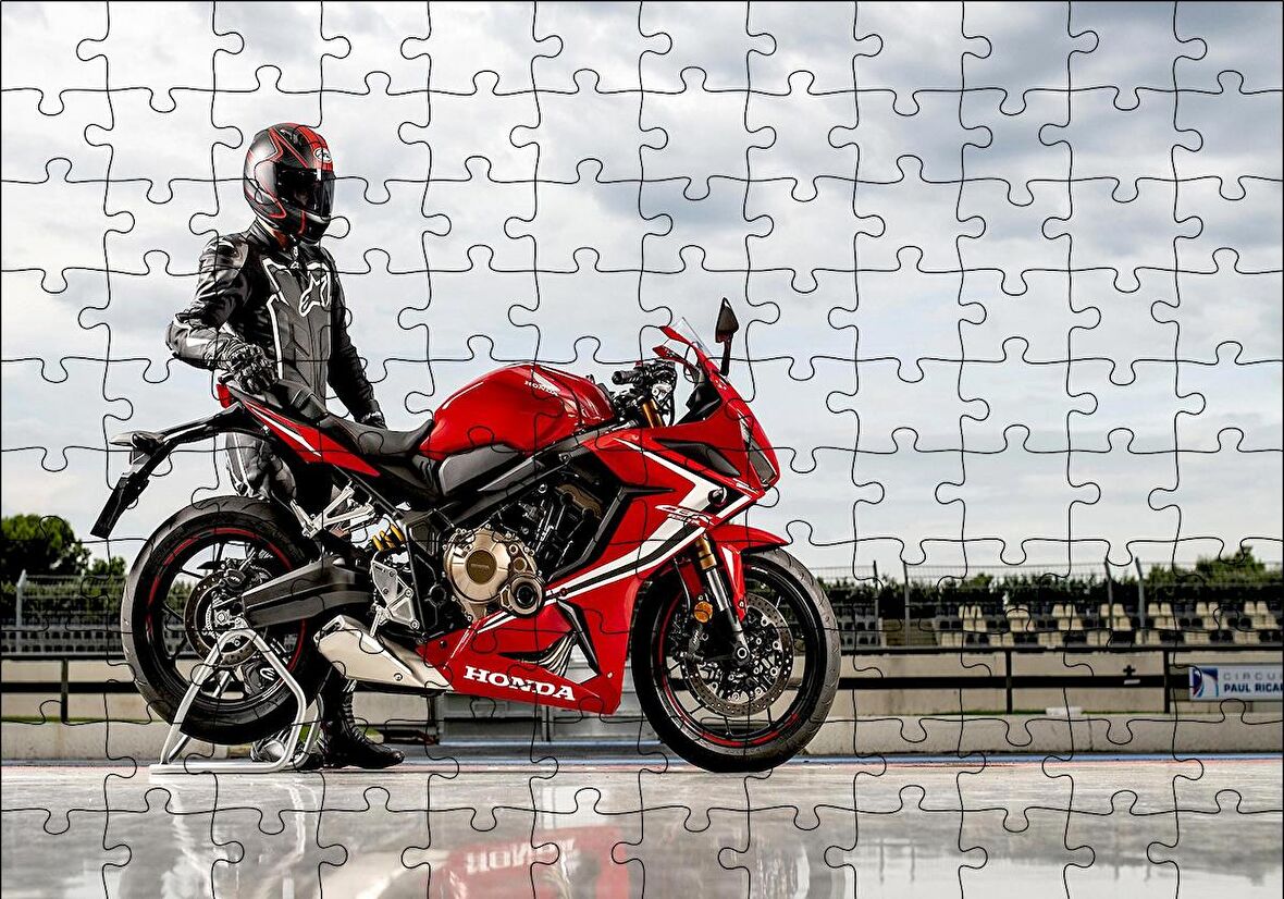 Cakapuzzle  Honda CBR 650 ve Sürücüsü Puzzle Yapboz MDF Ahşap