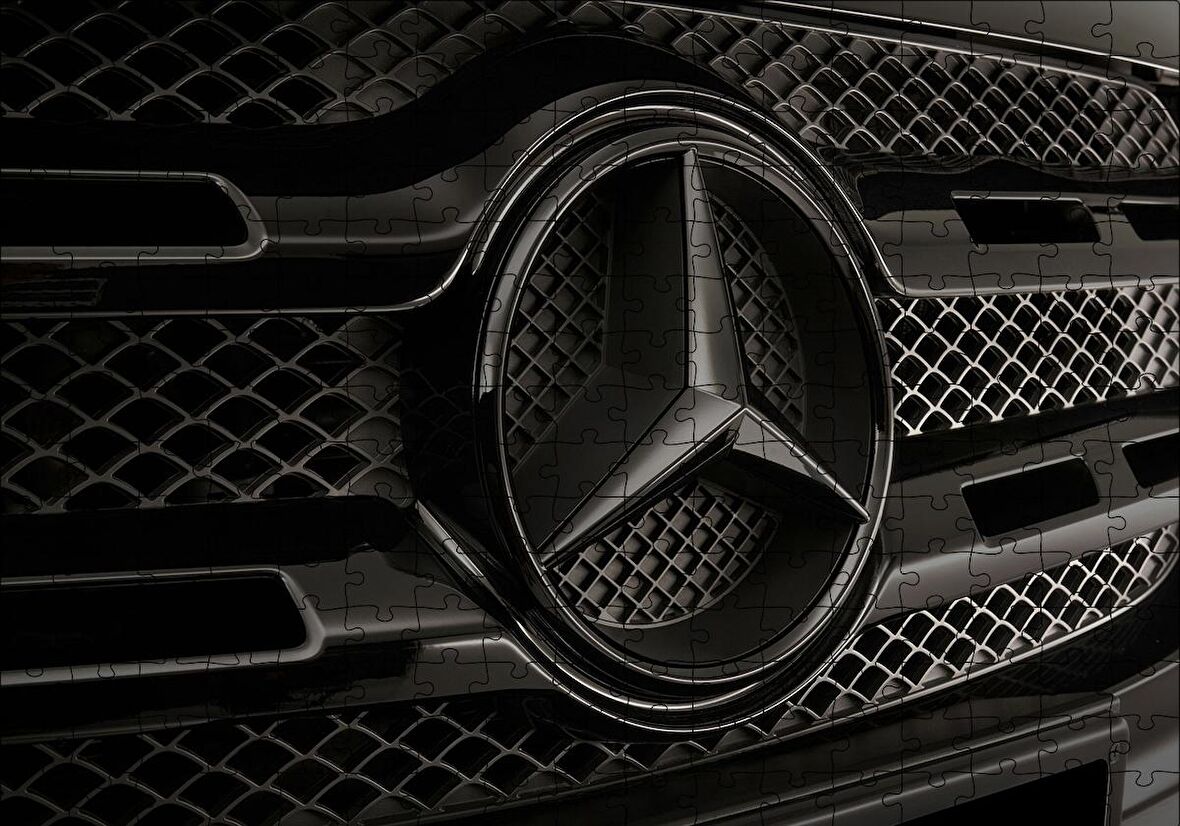 Cakapuzzle  Mercedes Benz Logo Karanlık Mod Puzzle Yapboz MDF Ahşap