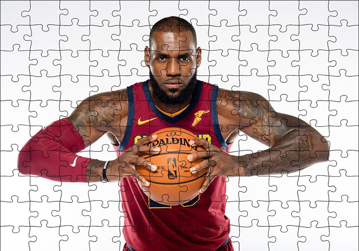 Cakapuzzle  NBA Lebron James Cleveland Cavaliers Bordo Forma Puzzle Yapboz MDF Ahşap