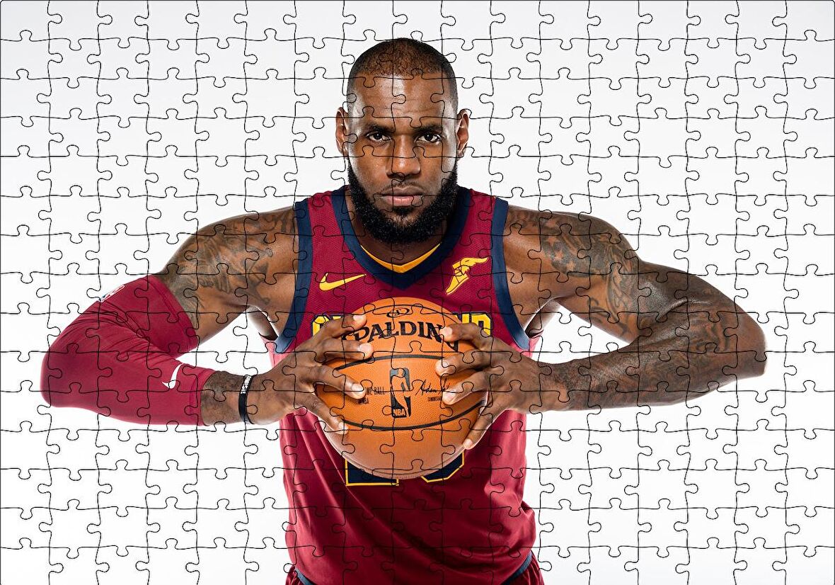 Cakapuzzle  NBA Lebron James Cleveland Cavaliers Bordo Forma Puzzle Yapboz MDF Ahşap