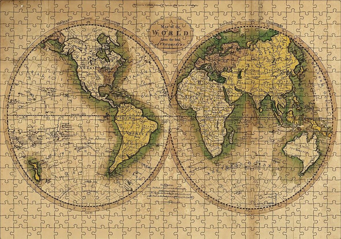 Cakapuzzle  1800lerin Sonu Dünya Haritası Puzzle Yapboz MDF Ahşap