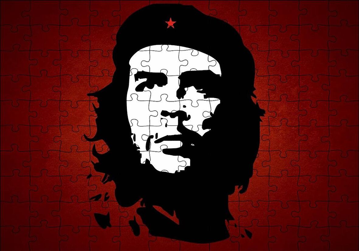 Cakapuzzle  Che Guevara Kırmızı Zemine Gölge Sanatı Puzzle Yapboz MDF Ahşap