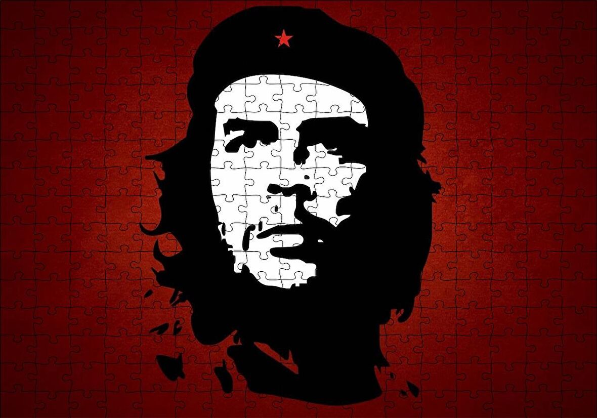Cakapuzzle  Che Guevara Kırmızı Zemine Gölge Sanatı Puzzle Yapboz MDF Ahşap