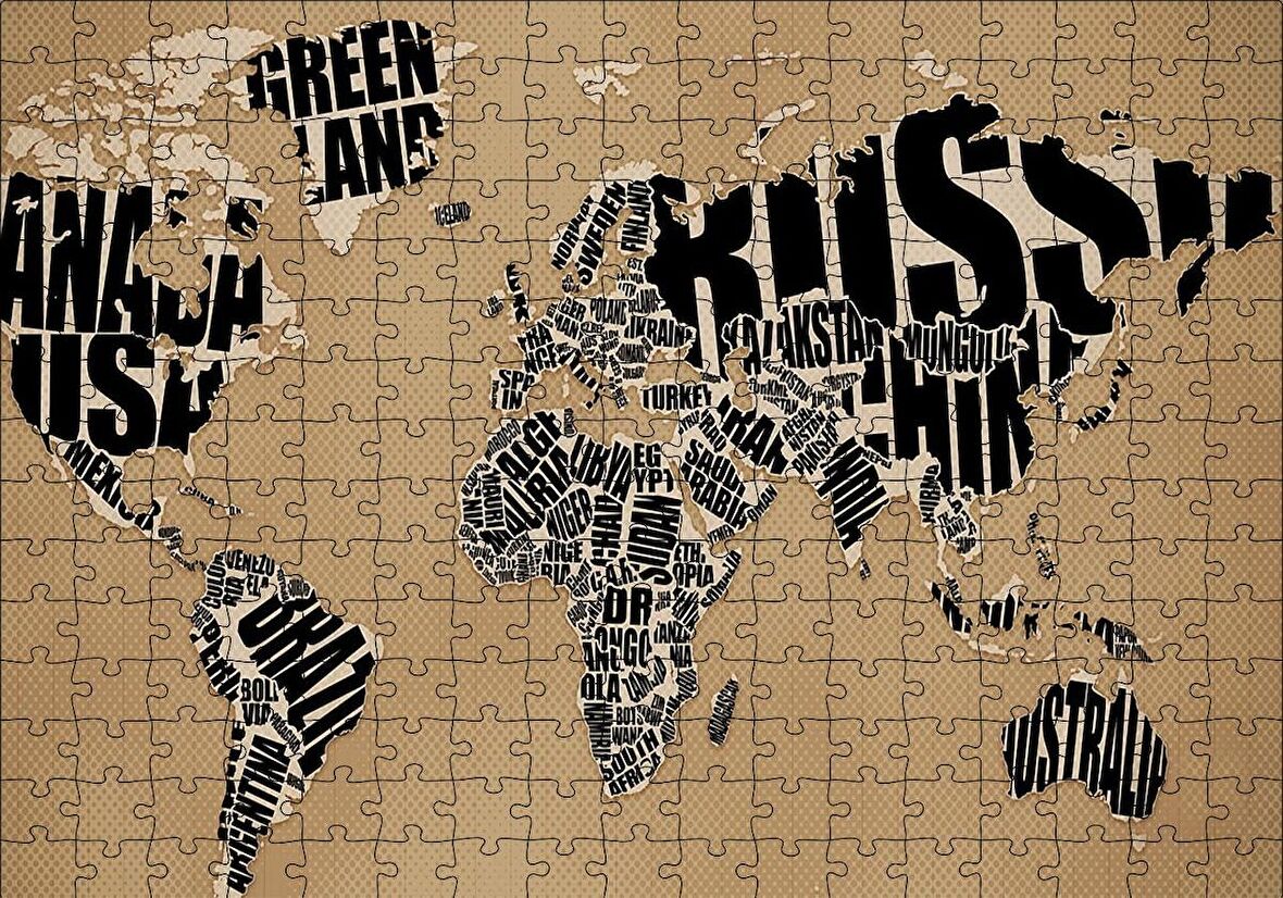 Cakapuzzle  Dünya Haritası Ülke İsimleri Yazılı Puzzle Yapboz MDF Ahşap