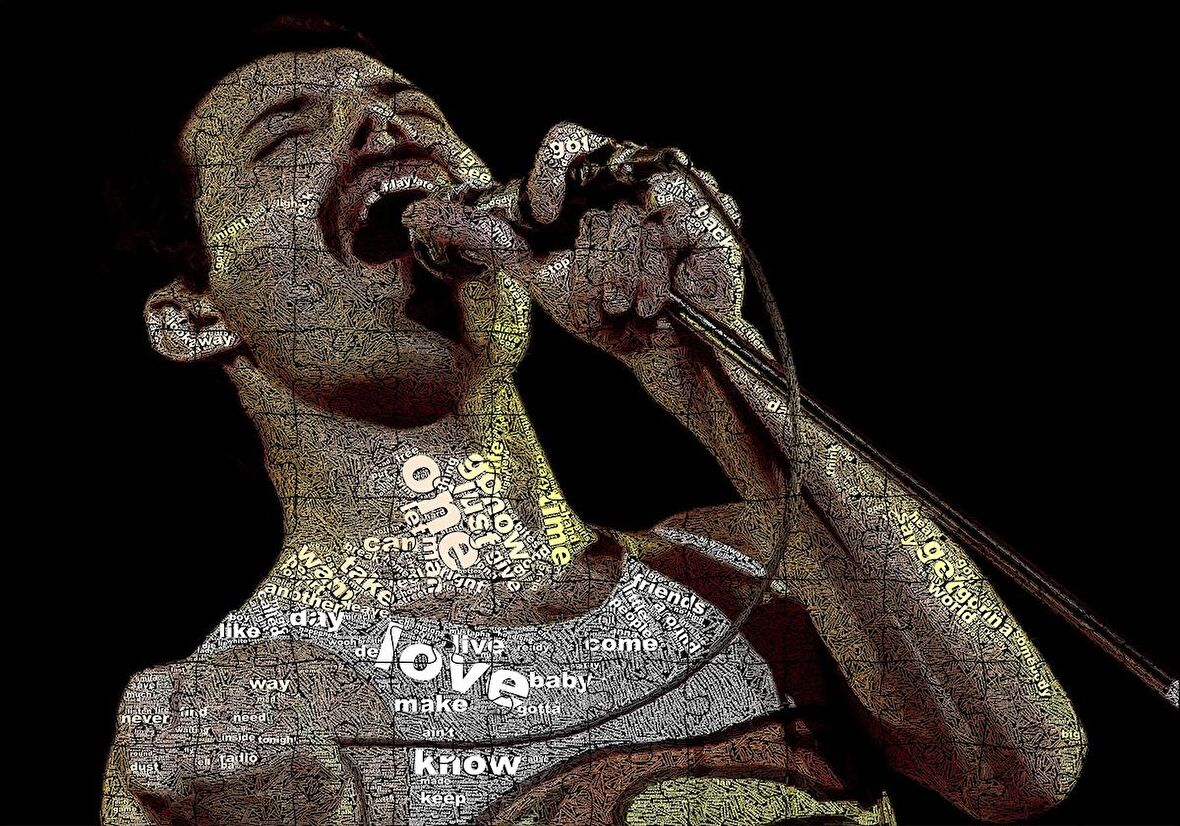 Cakapuzzle  Freddie Mercury Üzerinde Şarkı Sözleri Puzzle Yapboz MDF Ahşap