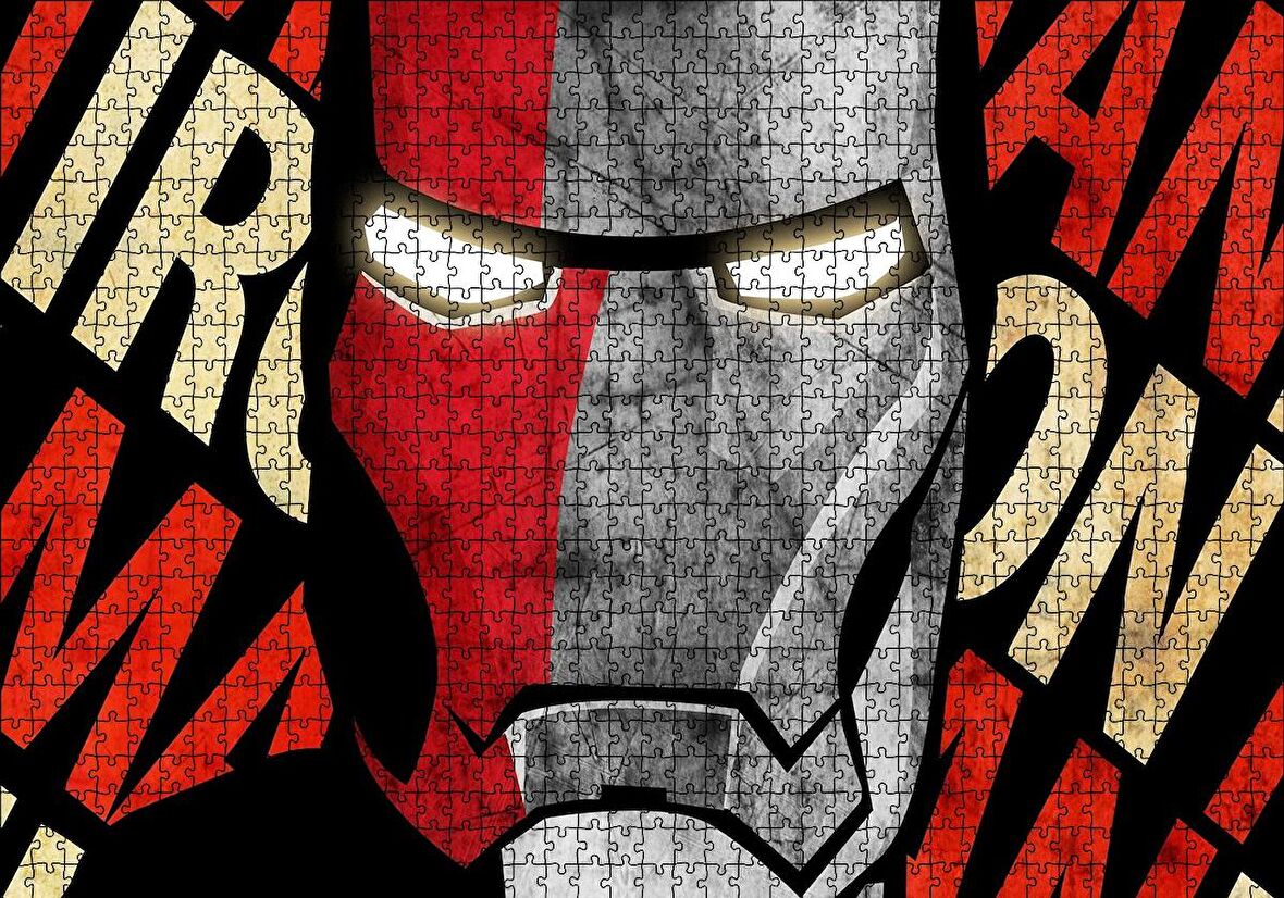 Cakapuzzle  Iron Man Yakın Plan İllüstrasyon Puzzle Yapboz MDF Ahşap