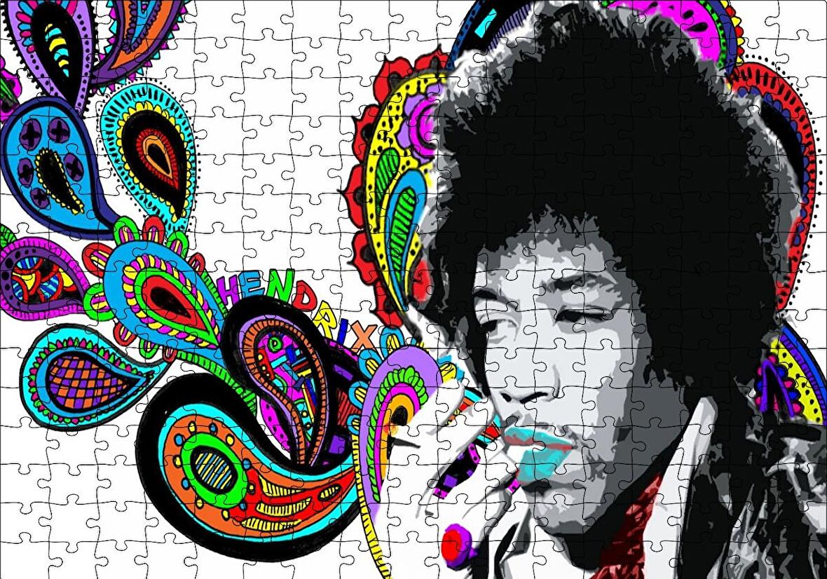 Cakapuzzle  Jimi Hendrix Soyut Şekiller Puzzle Yapboz MDF Ahşap
