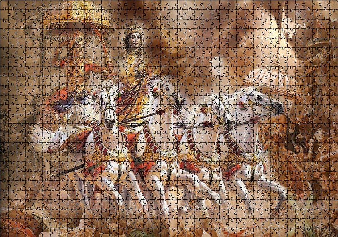 Cakapuzzle  Lord Krishna Savaş Sahnesi Puzzle Yapboz MDF Ahşap