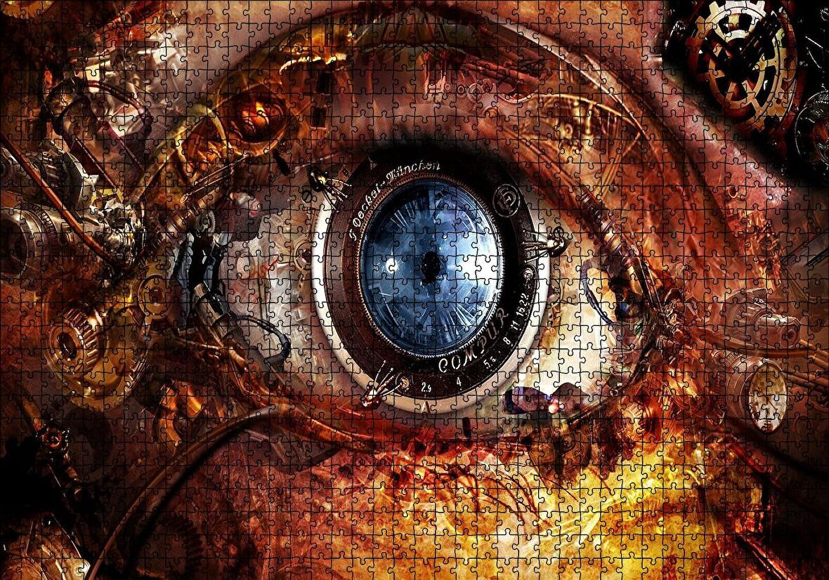 Cakapuzzle  Mekanik İnsan ve Gözü Puzzle Yapboz MDF Ahşap