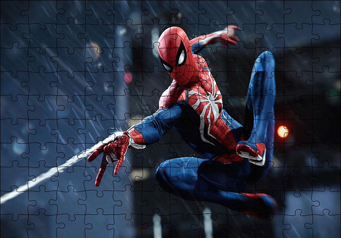 Cakapuzzle  Spider-Man Ağ Fırlatıyor Puzzle Yapboz MDF Ahşap