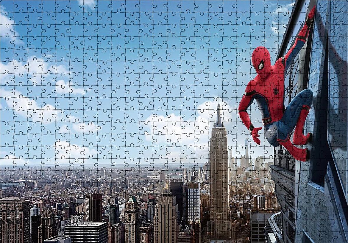 Cakapuzzle  Spider-Man Gökdelen Sörfü Puzzle Yapboz MDF Ahşap