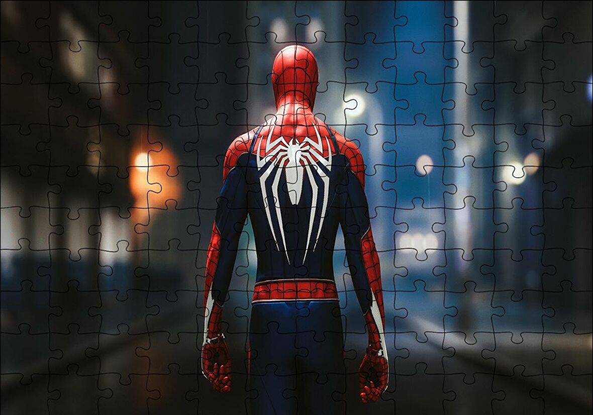 Cakapuzzle  Spider-Man Sırt Örümcek Logosu Puzzle Yapboz MDF Ahşap