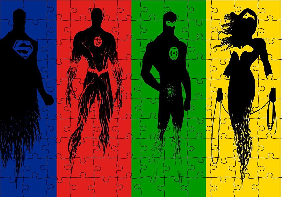 Cakapuzzle  Süperman Flash Green Lantern Wonder Woman Puzzle Yapboz MDF Ahşap