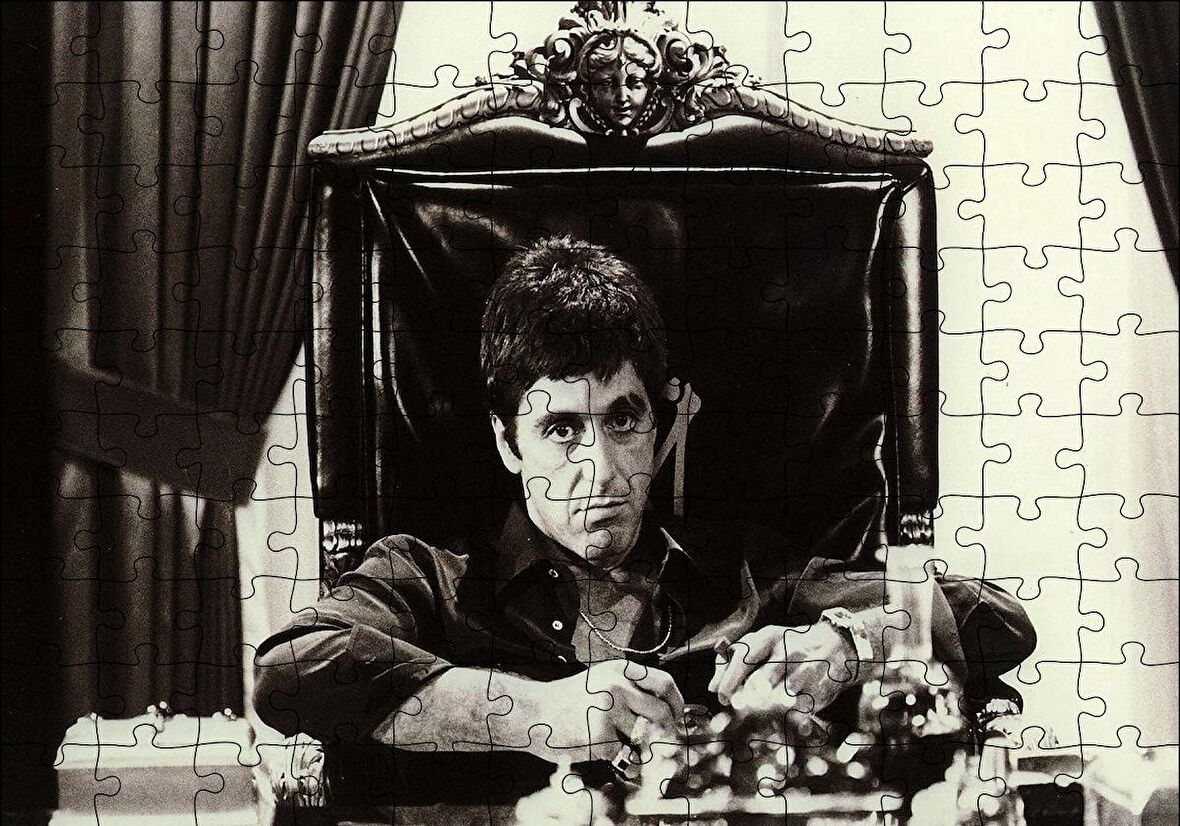 Cakapuzzle  Tony Montana Siyah Beyaz Puzzle Yapboz MDF Ahşap