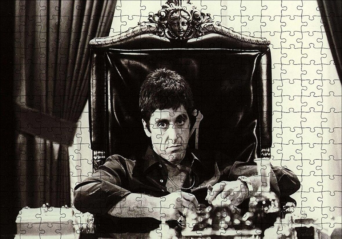 Cakapuzzle  Tony Montana Siyah Beyaz Puzzle Yapboz MDF Ahşap