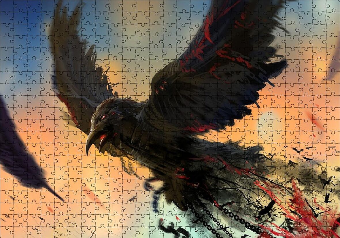 Cakapuzzle  Zincirlerinden Kurtulan Karga Puzzle Yapboz MDF Ahşap