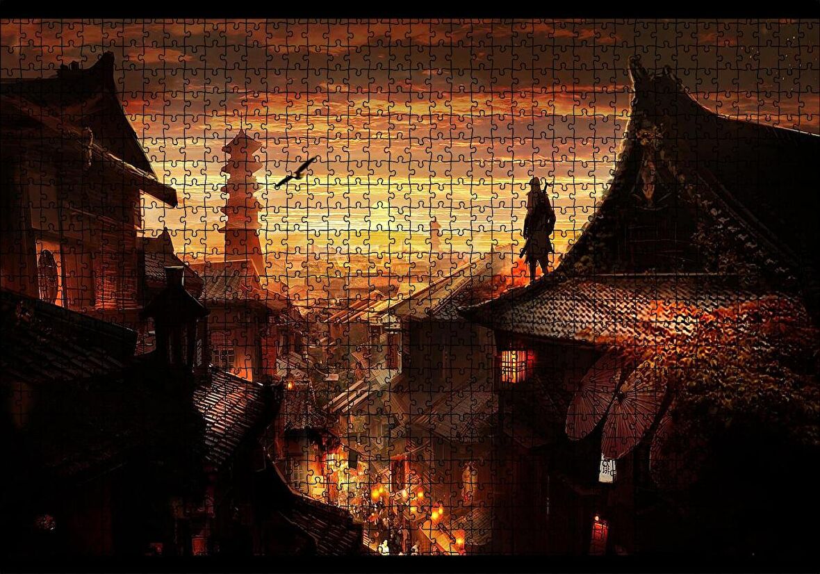 Cakapuzzle  Assassins Creed 5 Günbatımı ve Çatılardaki Suikastçi Puzzle Yapboz MDF Ahşap