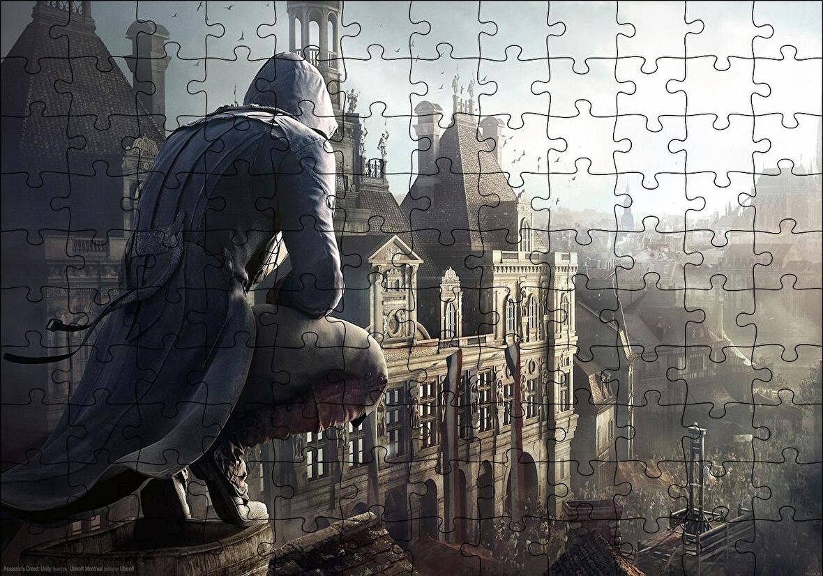 Cakapuzzle  Assassins Creed Unity Çatıdaki Suikastçi Puzzle Yapboz MDF Ahşap