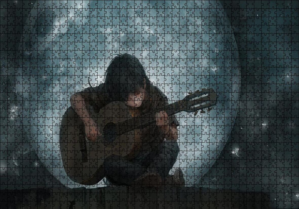 Cakapuzzle  Dolunay Çocuk Klasik Gitar Puzzle Yapboz MDF Ahşap