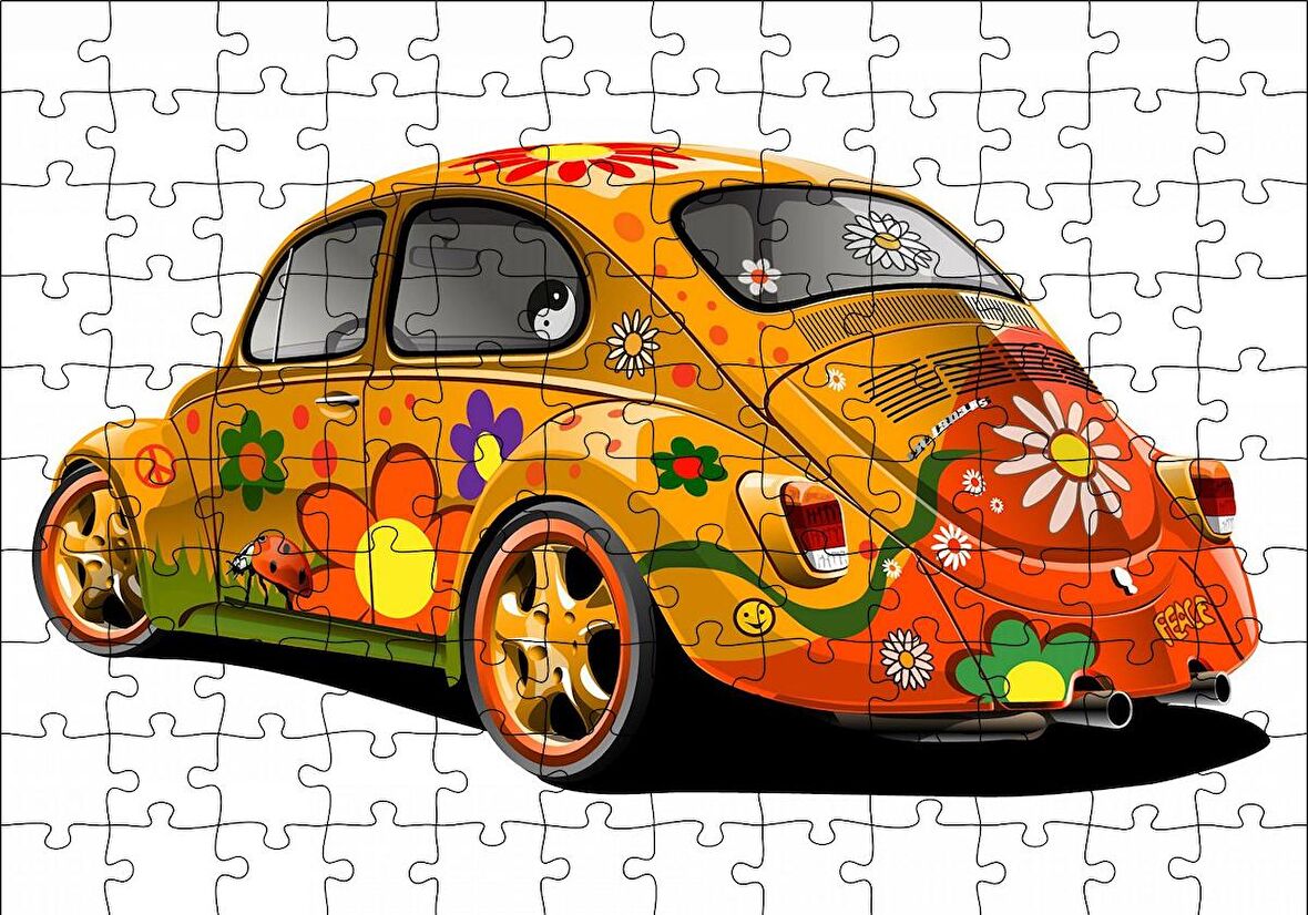 Cakapuzzle  Hippi Tosbağa Puzzle Yapboz MDF Ahşap