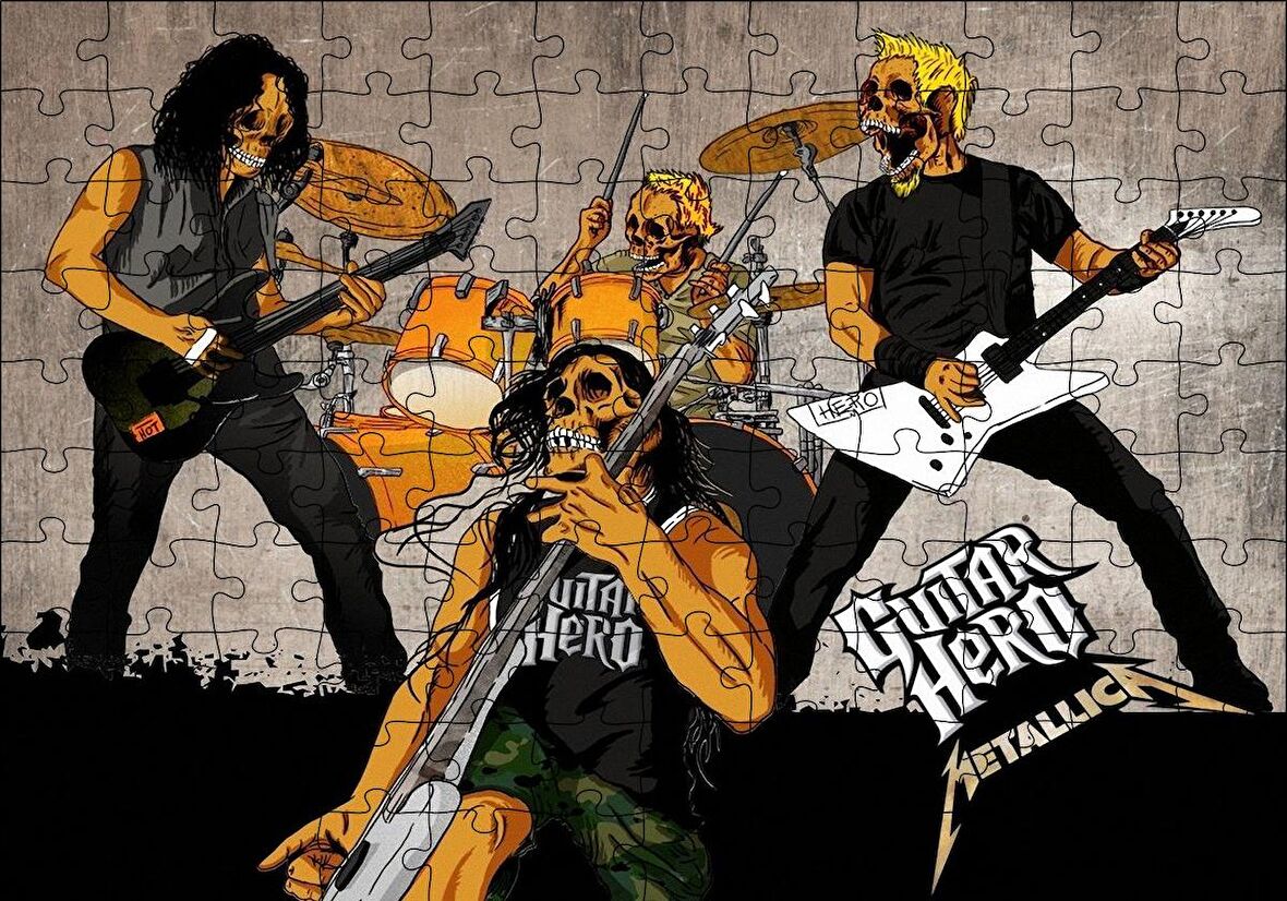 Cakapuzzle  Metallica Guitar Hero Kuru Kafalar Puzzle Yapboz MDF Ahşap