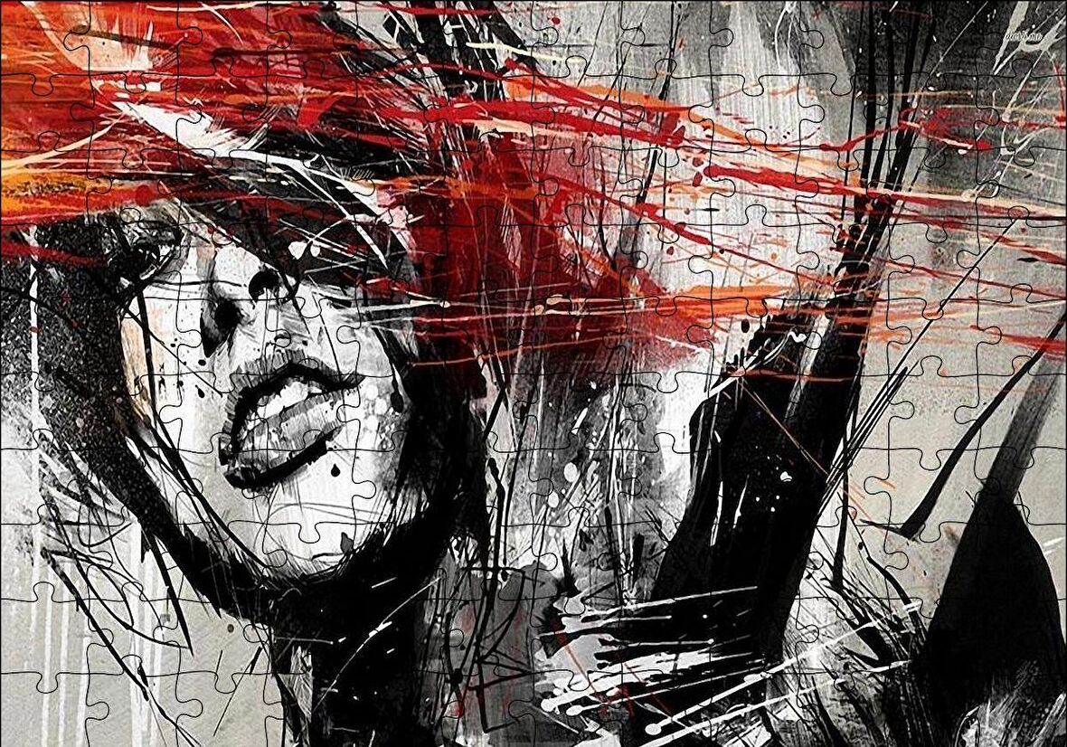 Cakapuzzle  Kadın Çizim Görseli Puzzle Yapboz MDF Ahşap