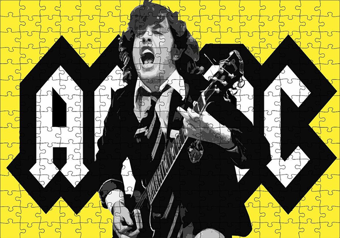 Cakapuzzle  ACDC Angus Young Sarı Zemin Puzzle Yapboz MDF Ahşap