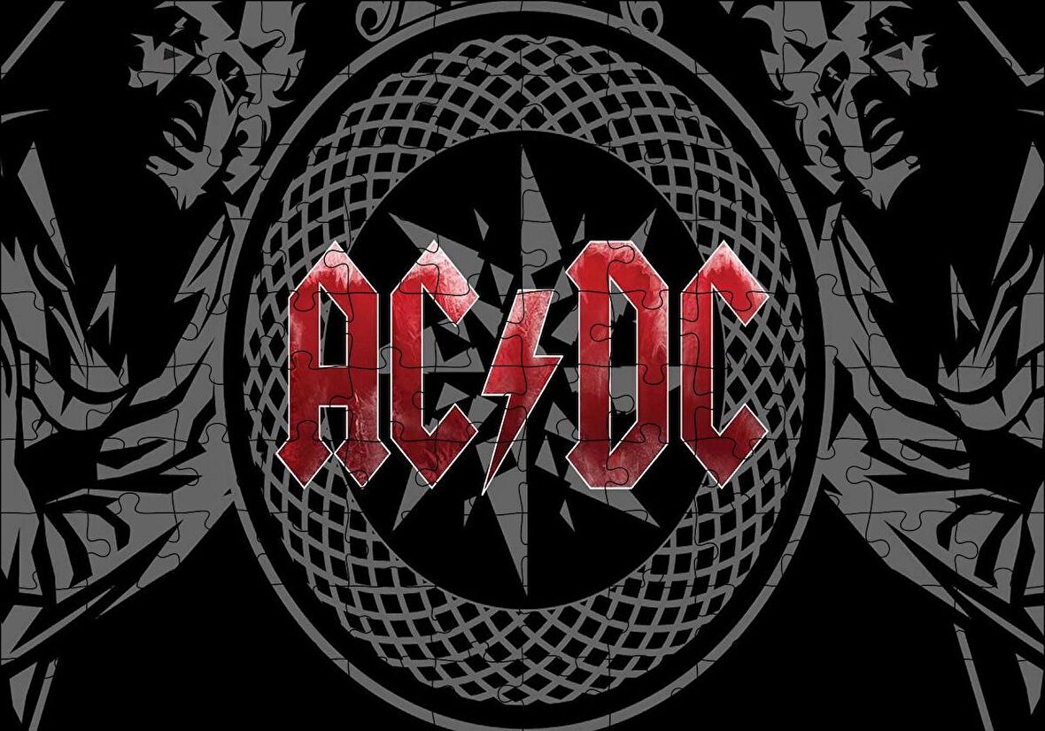 Cakapuzzle  ACDC Logo Üyeler Arka Planda Puzzle Yapboz MDF Ahşap