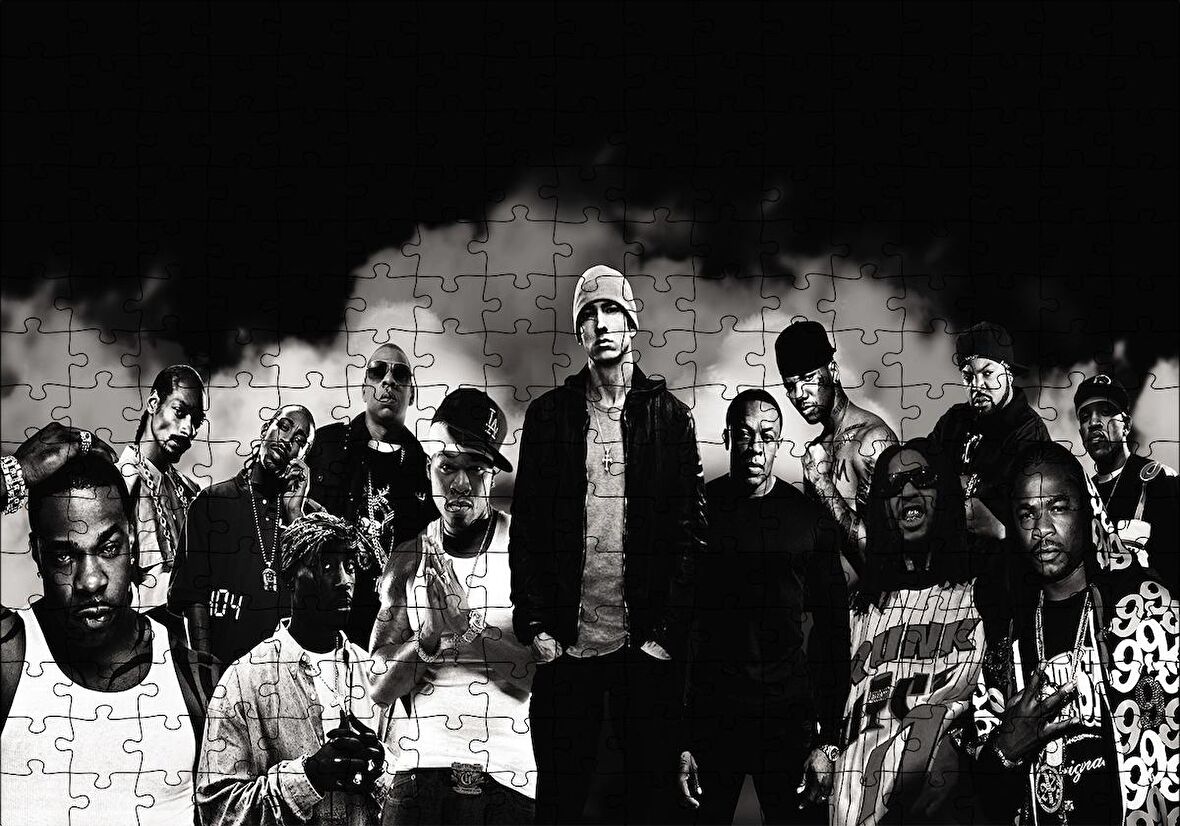 Cakapuzzle  Amerikalı Rap Şarkıcıları Monochrome Puzzle Yapboz MDF Ahşap