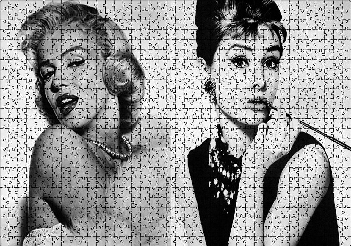 Cakapuzzle  Marilyn Monroe ve Audrey Hepburn Puzzle Yapboz MDF Ahşap